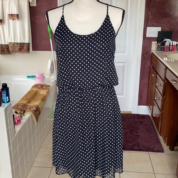 Navy blue and white size Medium polkadot dress - Picture 1 of 6